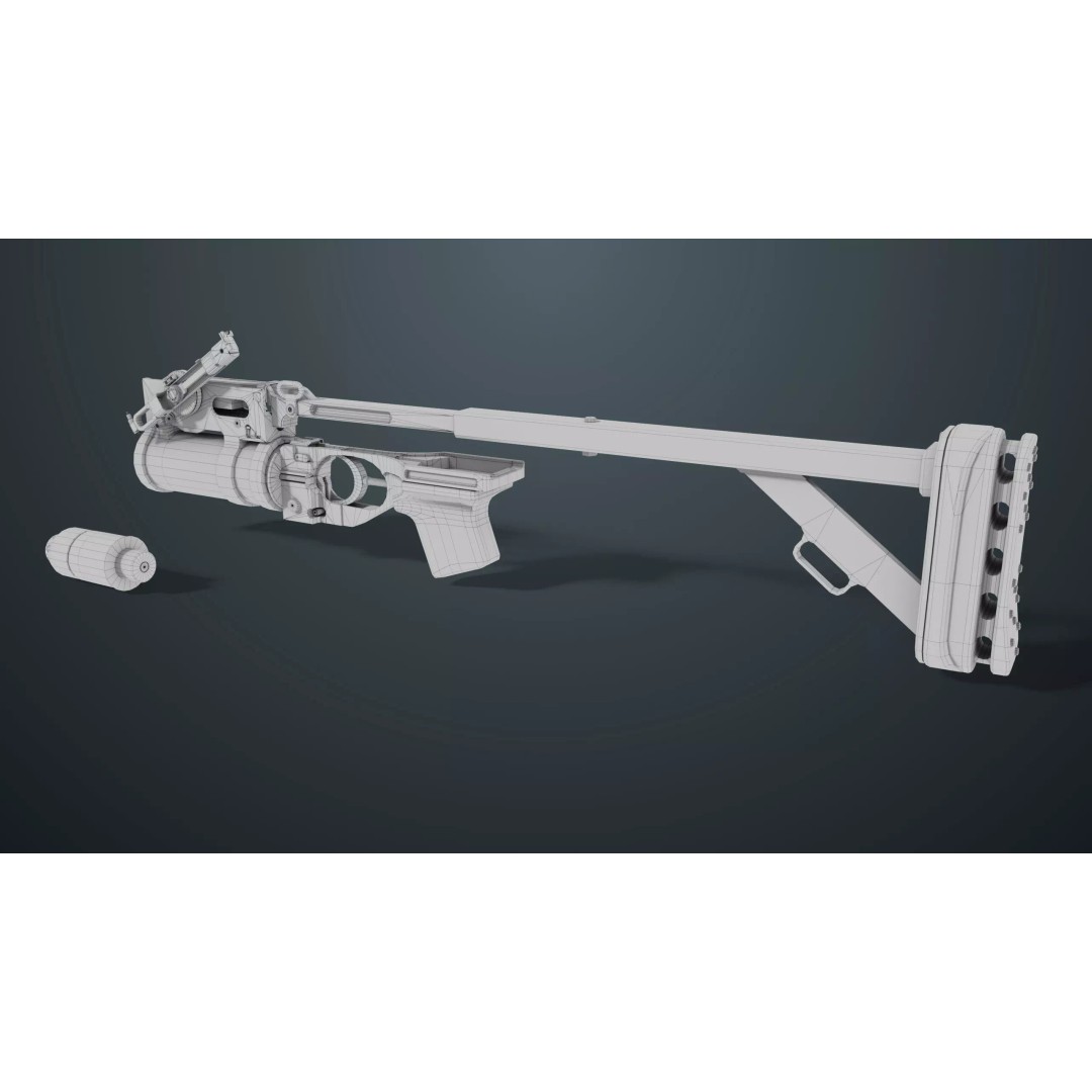 Grenade Launcher 3D Model – Low Poly Game Asset, FBX, PBR Textures - View 30