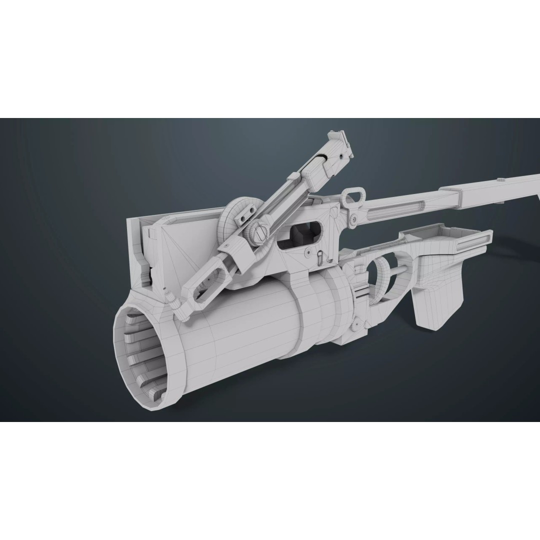 Grenade Launcher 3D Model – Low Poly Game Asset, FBX, PBR Textures - View 31