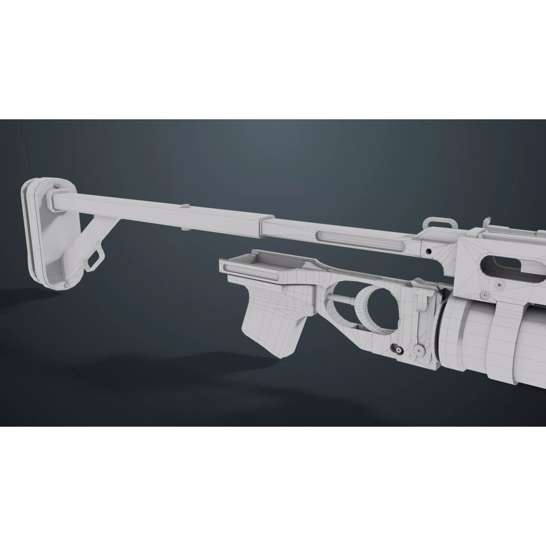 Grenade Launcher 3D Model – Low Poly Game Asset, FBX, PBR Textures - View 36