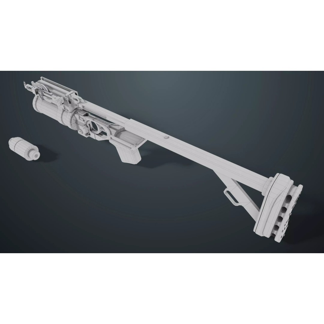 Grenade Launcher 3D Model – Low Poly Game Asset, FBX, PBR Textures - View 38