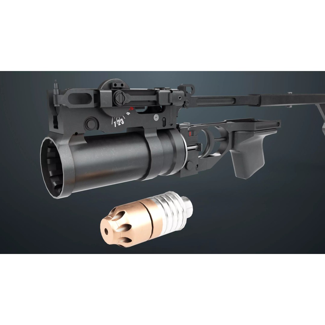 Grenade Launcher 3D Model – Low Poly Game Asset, FBX, PBR Textures - View 8