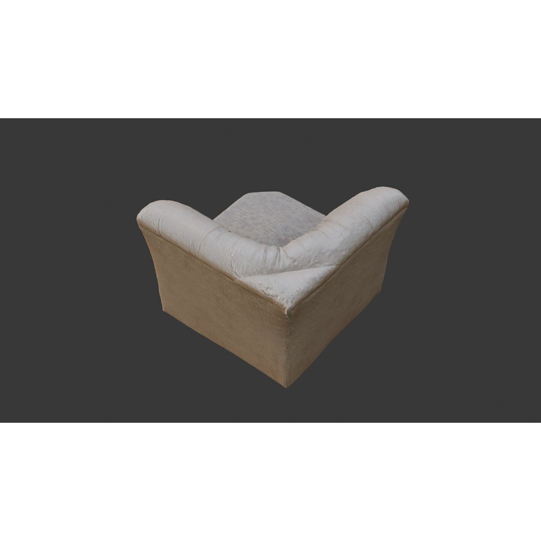 Worn Leather Armchair 3D Model – Low Poly Vintage Furniture, FBX