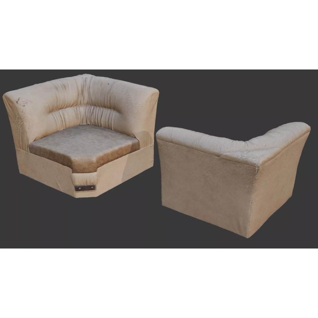 Worn Leather Armchair 3D Model – Low Poly Vintage Furniture, FBX - View 2