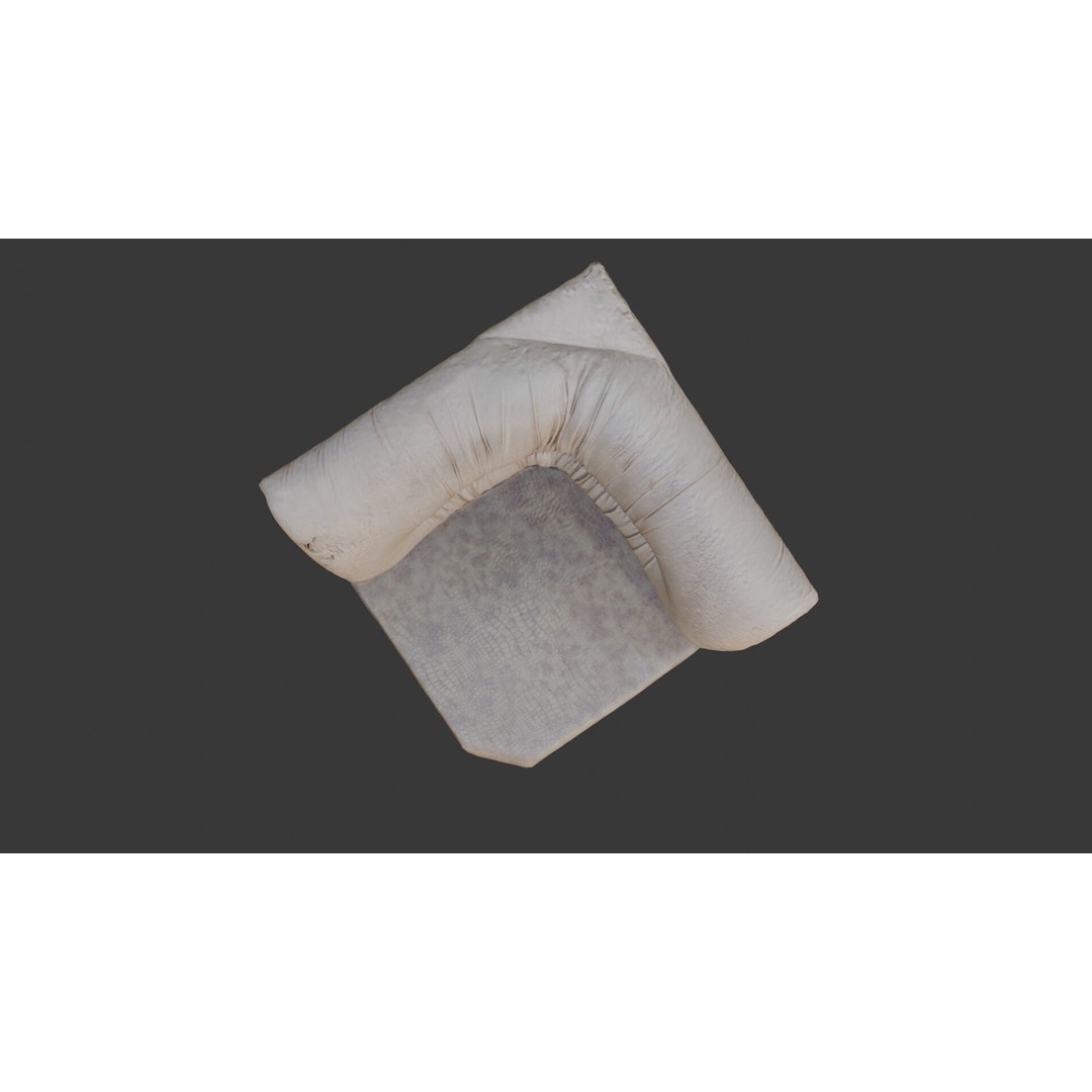 Worn Leather Armchair 3D Model – Low Poly Vintage Furniture, FBX - View 5