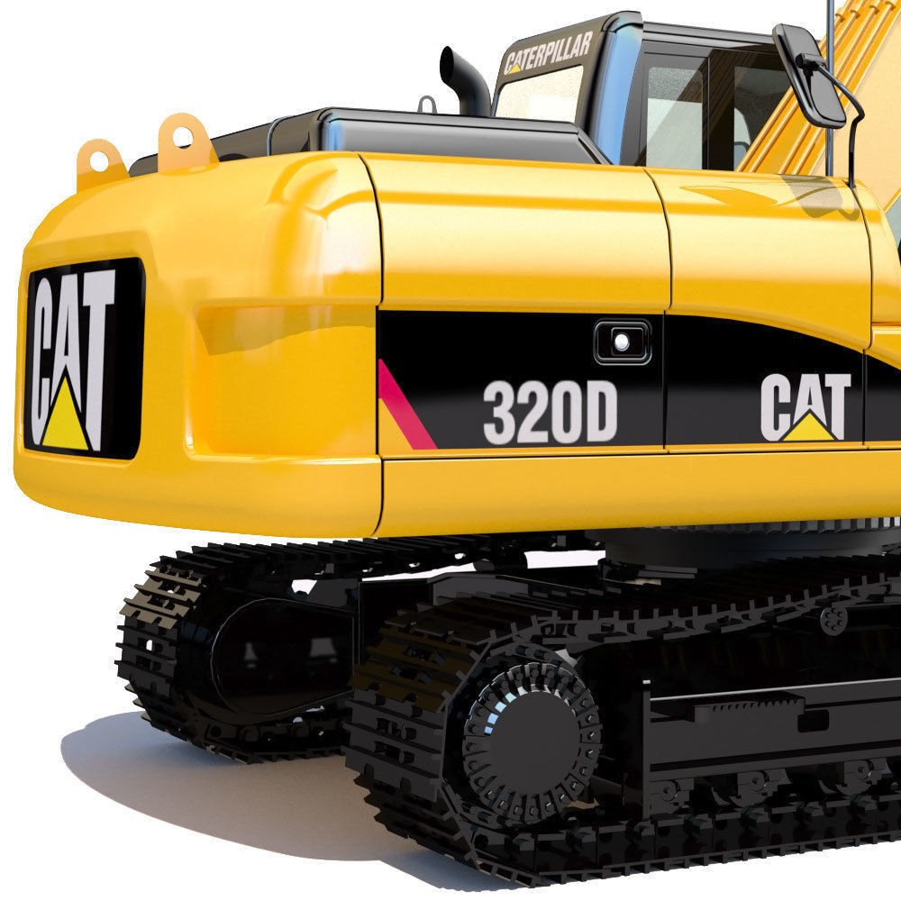 Tracked Excavator Cat 320D 3D Model – PBR Textures, Animatable Elements, FBX
