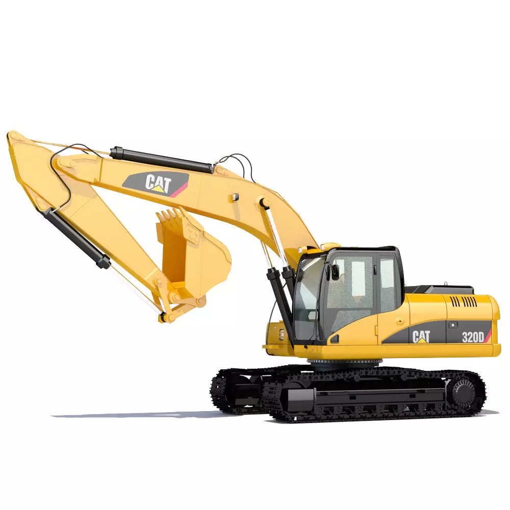 Tracked Excavator Cat 320D 3D Model – PBR Textures, Animatable Elements, FBX - View 2