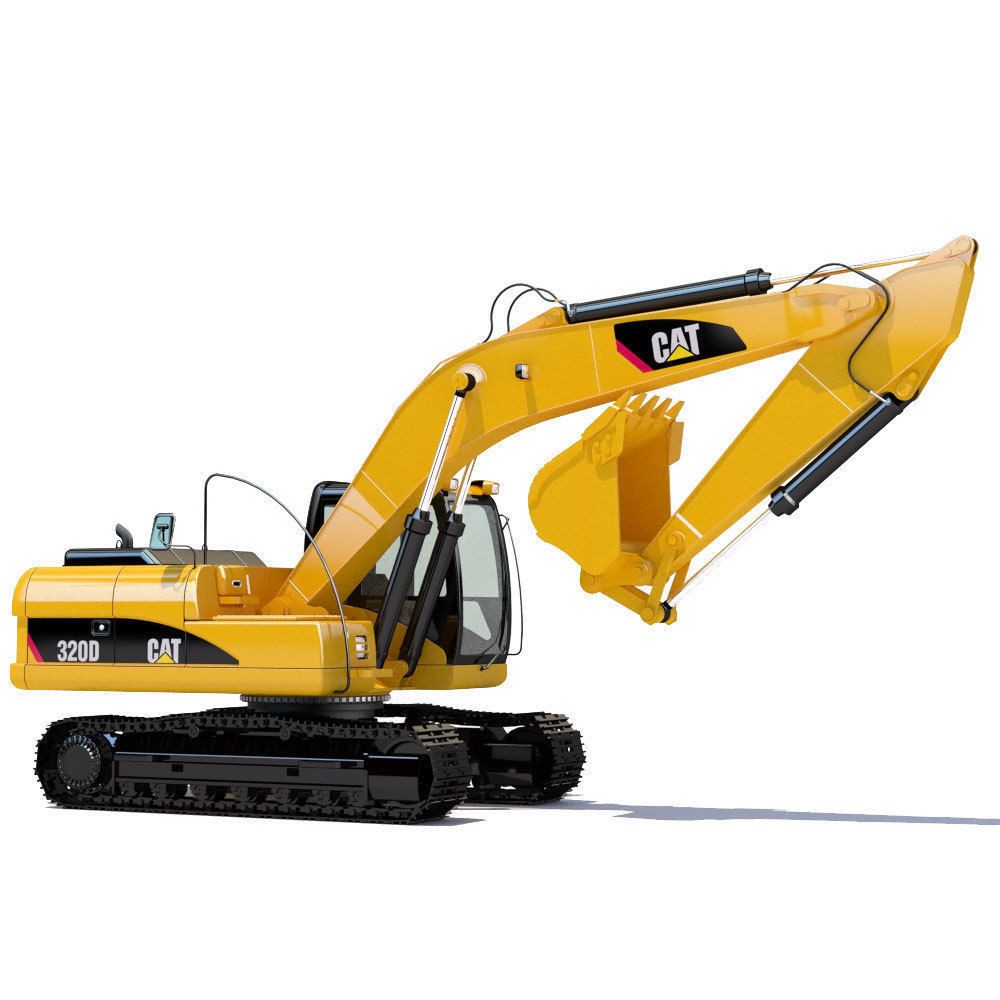 Tracked Excavator Cat 320D 3D Model – PBR Textures, Animatable Elements, FBX - View 3