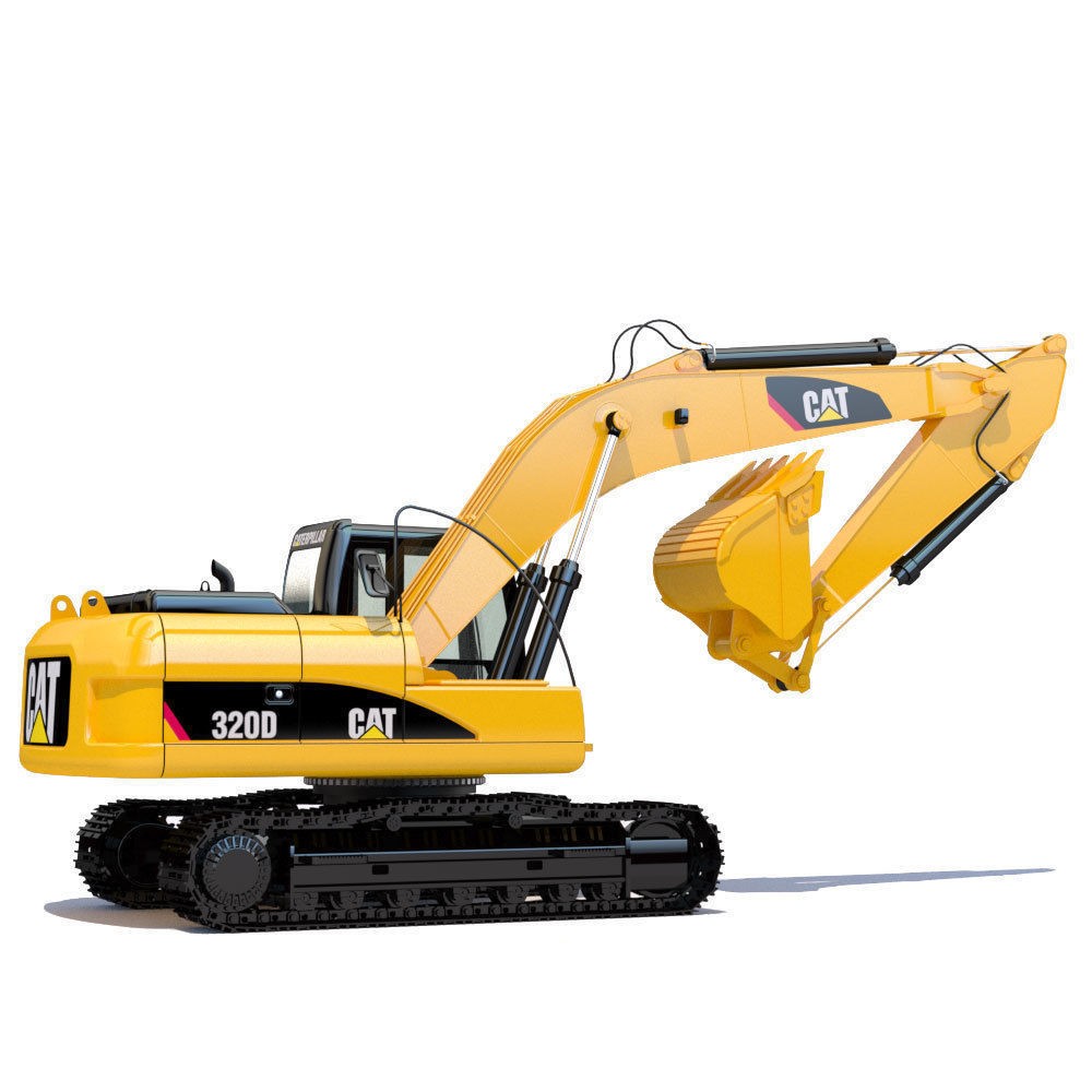 Tracked Excavator Cat 320D 3D Model – PBR Textures, Animatable Elements, FBX - View 4