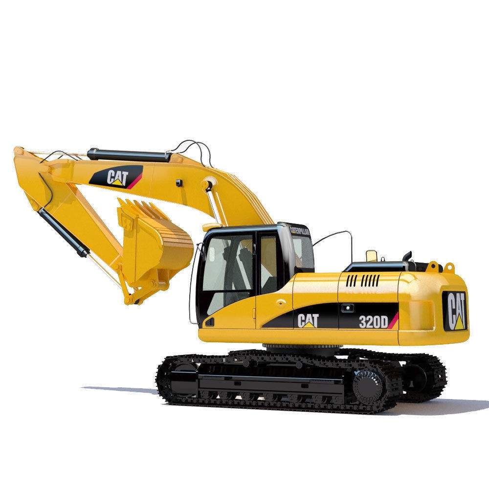Tracked Excavator Cat 320D 3D Model – PBR Textures, Animatable Elements, FBX - View 5