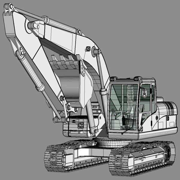 Tracked Excavator Cat 320D 3D Model – PBR Textures, Animatable Elements, FBX - View 6