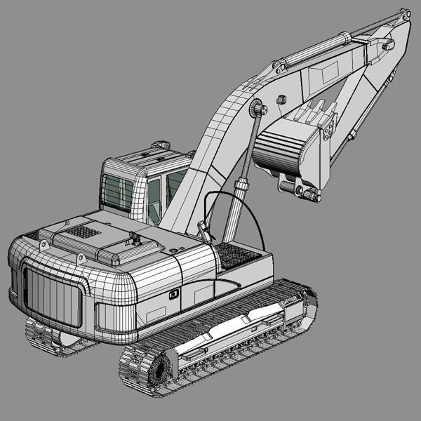 Tracked Excavator Cat 320D 3D Model – PBR Textures, Animatable Elements, FBX - View 7