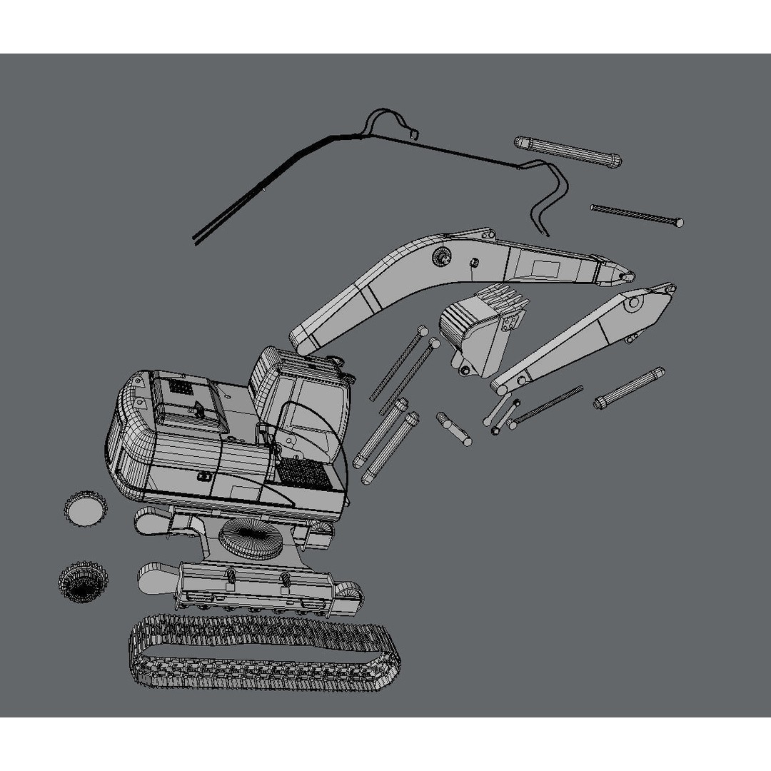 Tracked Excavator Cat 320D 3D Model – PBR Textures, Animatable Elements, FBX - View 8