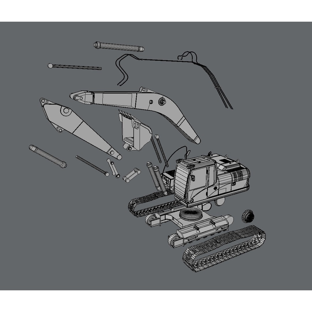 Tracked Excavator Cat 320D 3D Model – PBR Textures, Animatable Elements, FBX - View 9