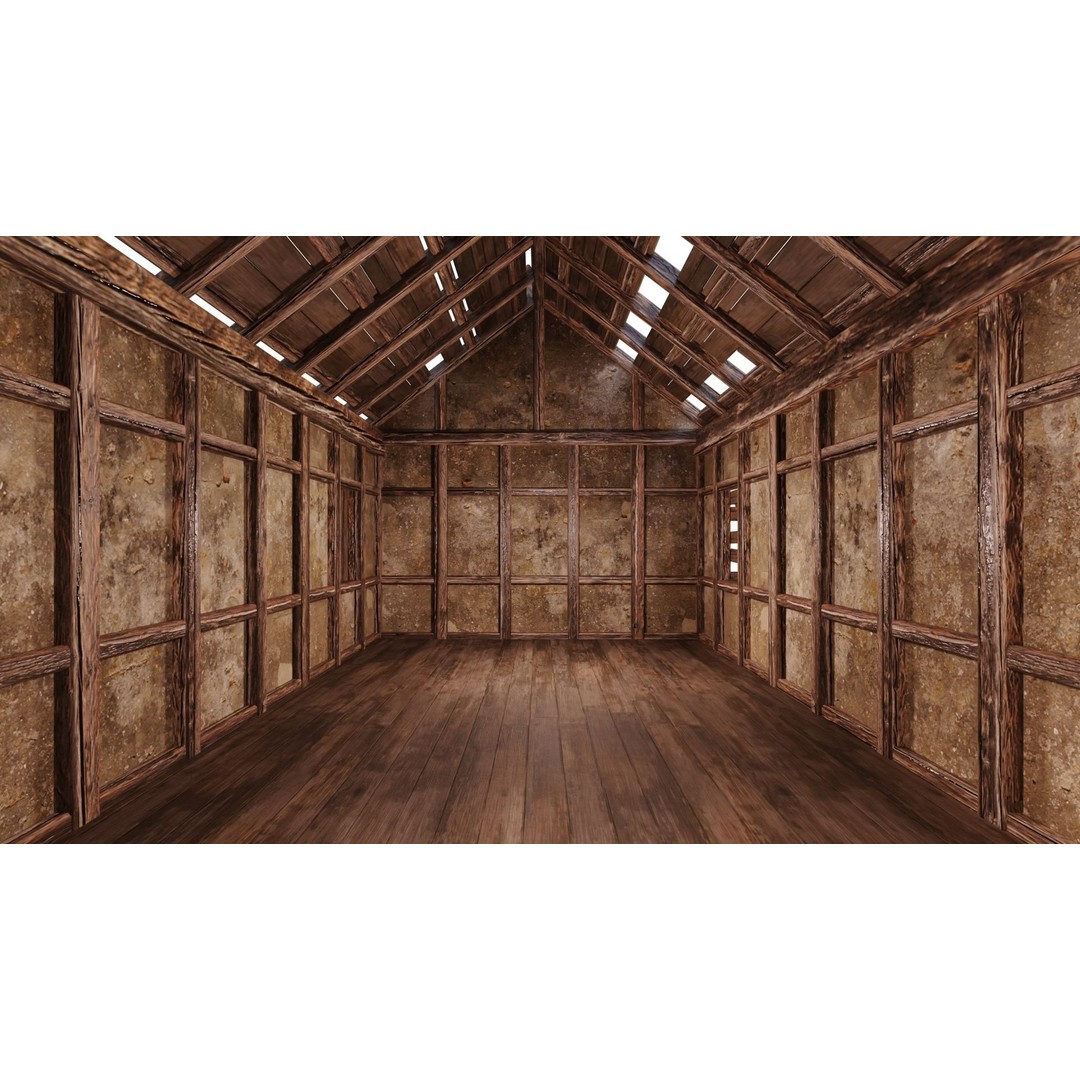 Old Medieval Building House 3D Model – Low Poly Game Ready, FBX, OBJ - View 6