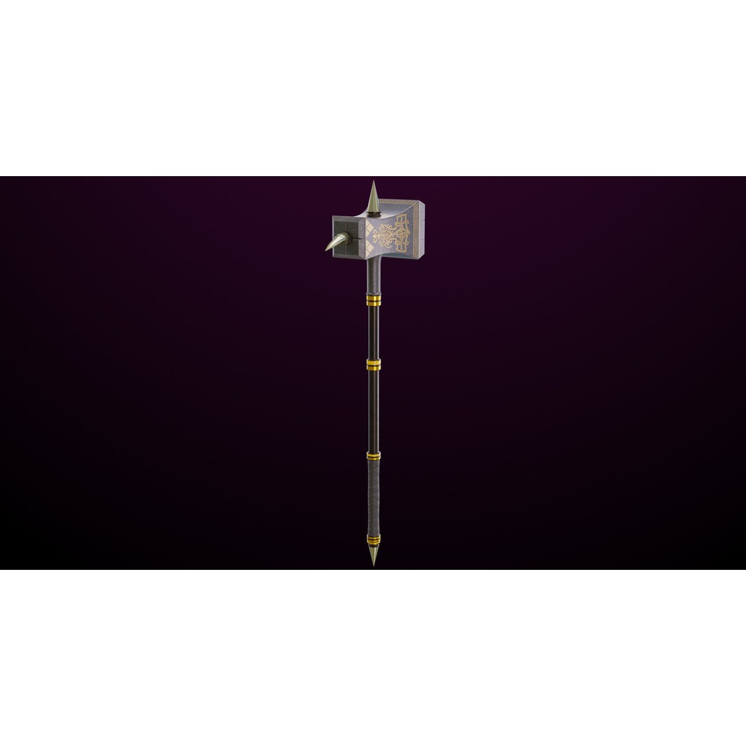 Battle Hammer 3D Model – Low Poly PBR Game Asset, FBX, Unity & UE4 - View 10