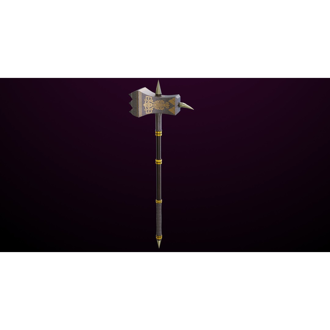 Battle Hammer 3D Model – Low Poly PBR Game Asset, FBX, Unity & UE4 - View 11