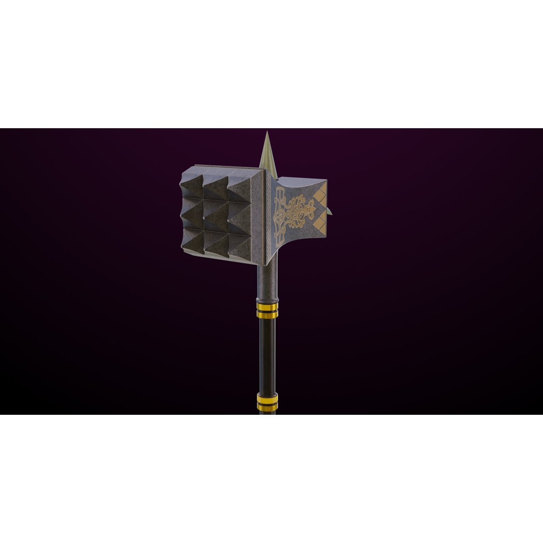 Battle Hammer 3D Model – Low Poly PBR Game Asset, FBX, Unity & UE4 - View 14