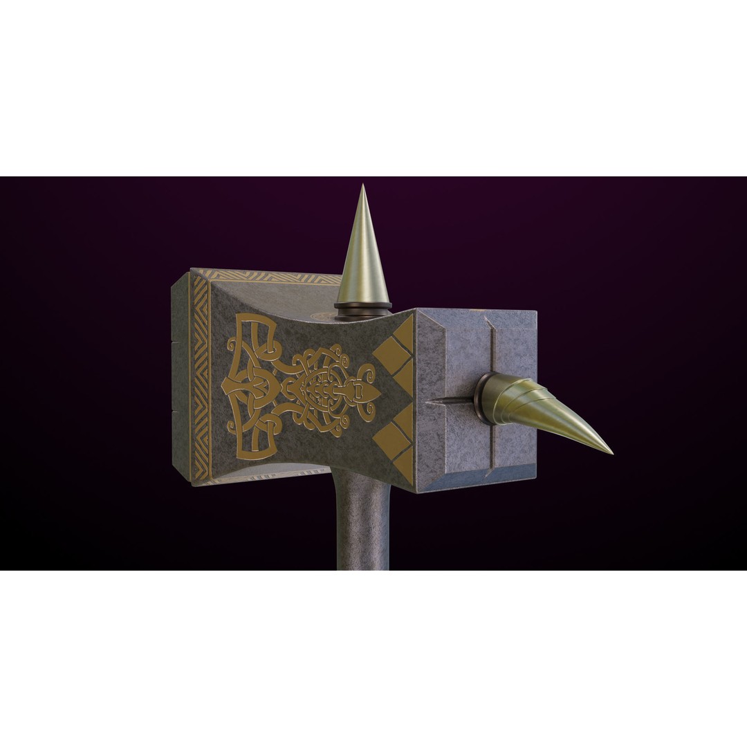 Battle Hammer 3D Model – Low Poly PBR Game Asset, FBX, Unity & UE4 - View 15