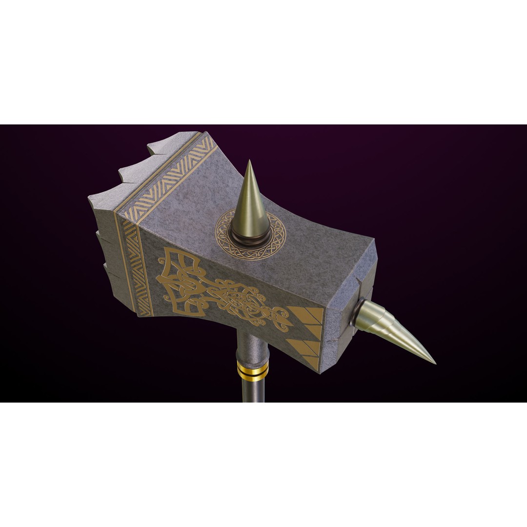 Battle Hammer 3D Model – Low Poly PBR Game Asset, FBX, Unity & UE4 - View 16