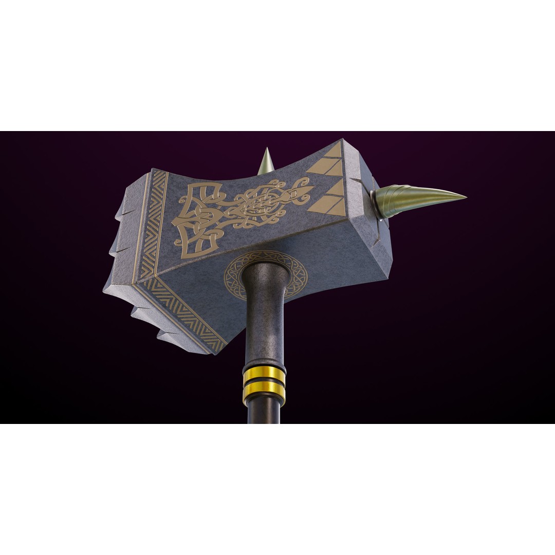 Battle Hammer 3D Model – Low Poly PBR Game Asset, FBX, Unity & UE4 - View 17