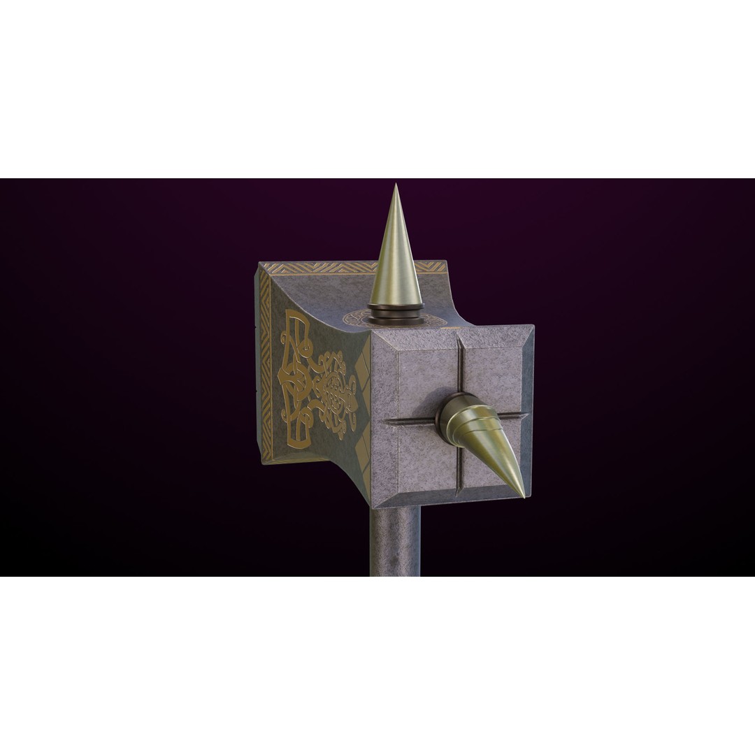 Battle Hammer 3D Model – Low Poly PBR Game Asset, FBX, Unity & UE4 - View 20