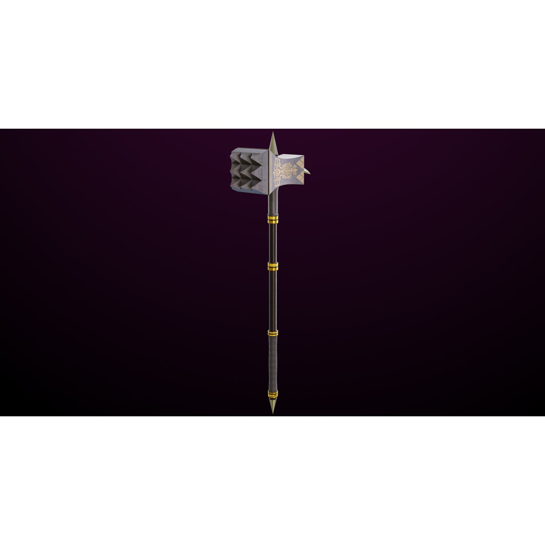 Battle Hammer 3D Model – Low Poly PBR Game Asset, FBX, Unity & UE4 - View 4
