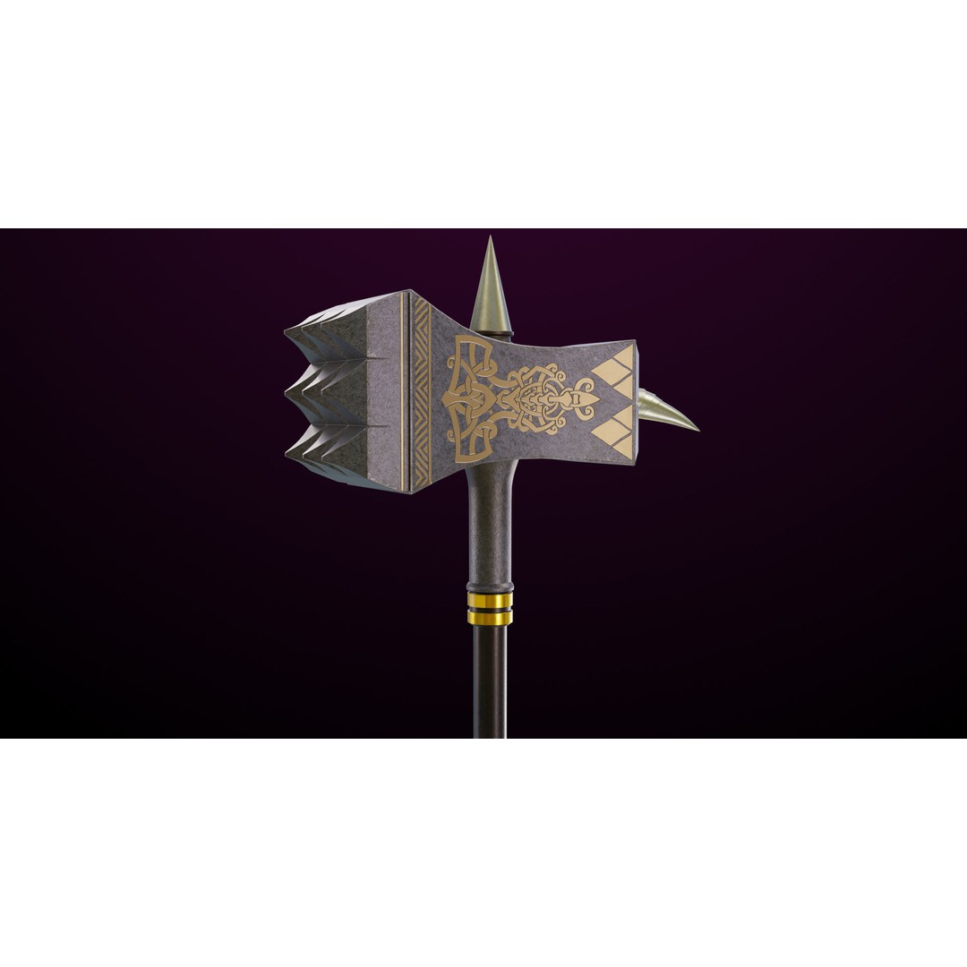 Battle Hammer 3D Model – Low Poly PBR Game Asset, FBX, Unity & UE4 - View 7