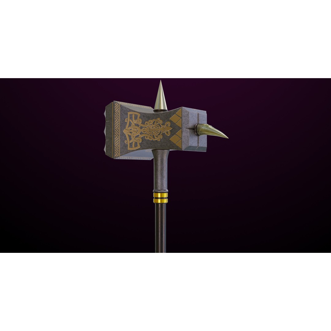 Battle Hammer 3D Model – Low Poly PBR Game Asset, FBX, Unity & UE4 - View 8