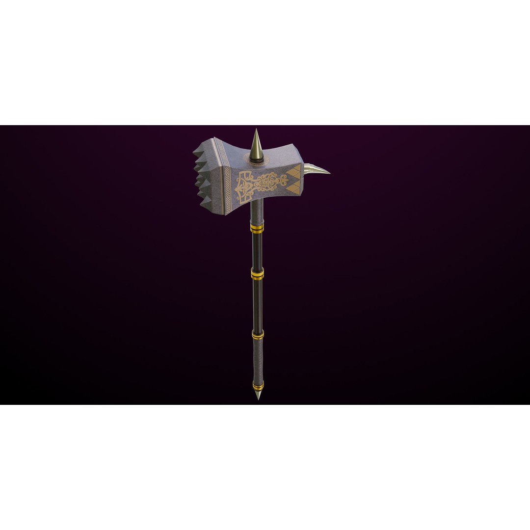 Battle Hammer 3D Model – Low Poly PBR Game Asset, FBX, Unity & UE4 - View 9
