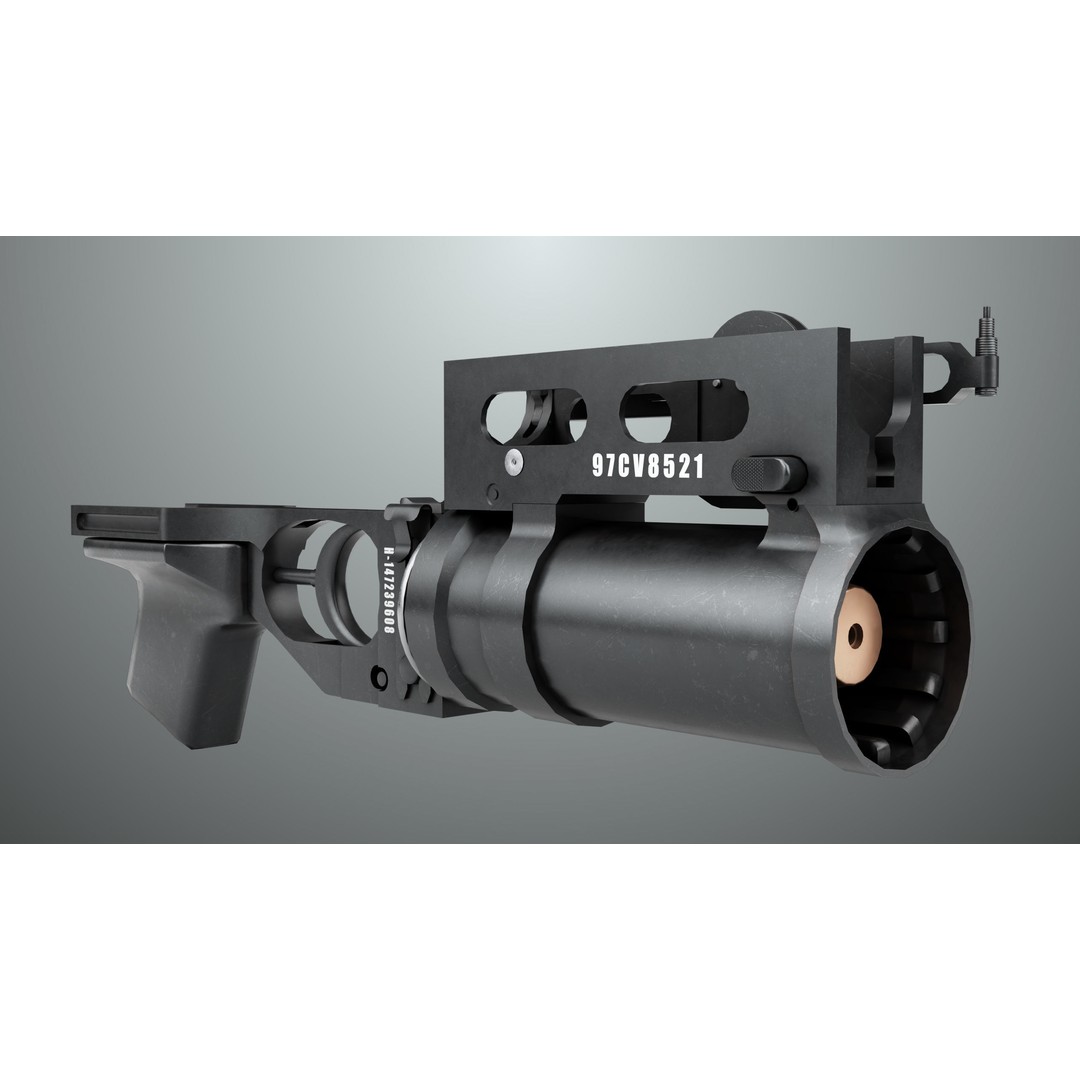 Grenade Launcher 3D Model – Low Poly Game Asset, Rigged, PBR Textures - View 11