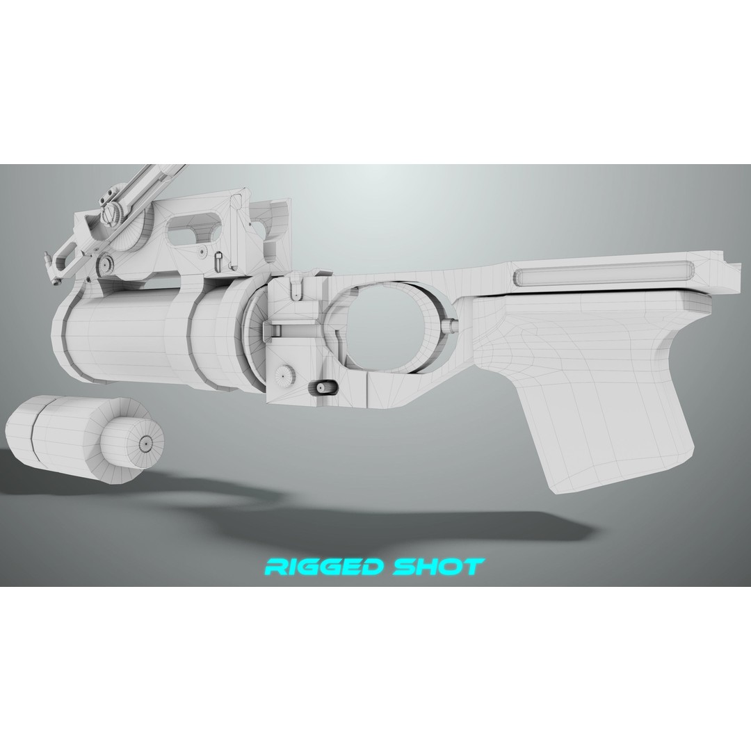 Grenade Launcher 3D Model – Low Poly Game Asset, Rigged, PBR Textures - View 31