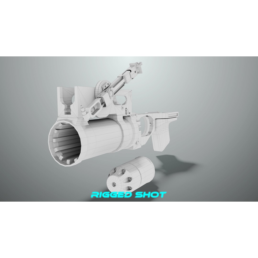 Grenade Launcher 3D Model – Low Poly Game Asset, Rigged, PBR Textures - View 33