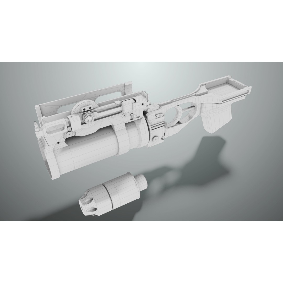 Grenade Launcher 3D Model – Low Poly Game Asset, Rigged, PBR Textures - View 38