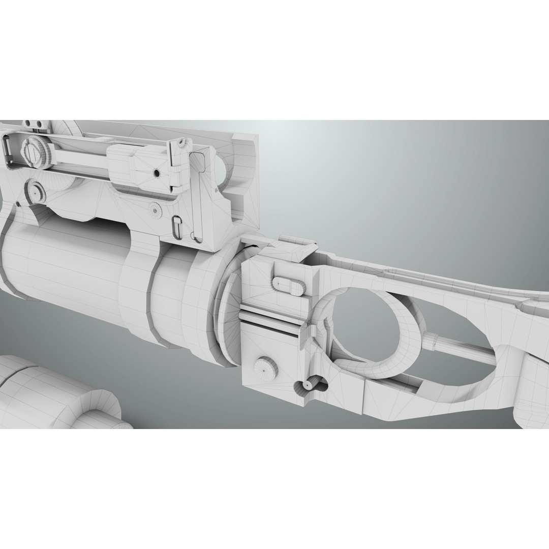 Grenade Launcher 3D Model – Low Poly Game Asset, Rigged, PBR Textures - View 39