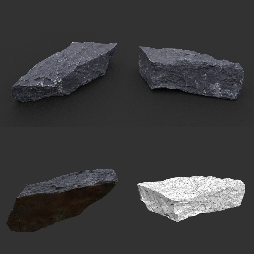 Gray Sharp Rock 3D Model – Low Poly Photogrammetry Asset, FBX/OBJ