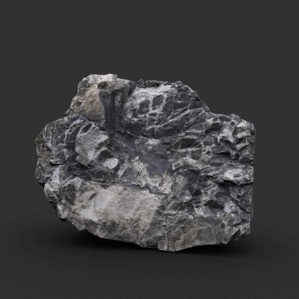 Gray Sharp Rock 3D Model – Low Poly Photogrammetry Asset, FBX/OBJ - View 13
