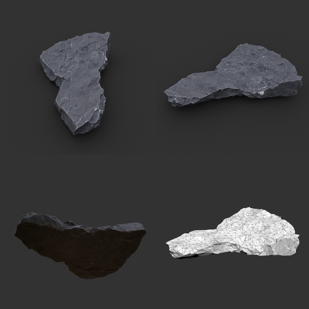 Gray Sharp Rock 3D Model – Low Poly Photogrammetry Asset, FBX/OBJ - View 16