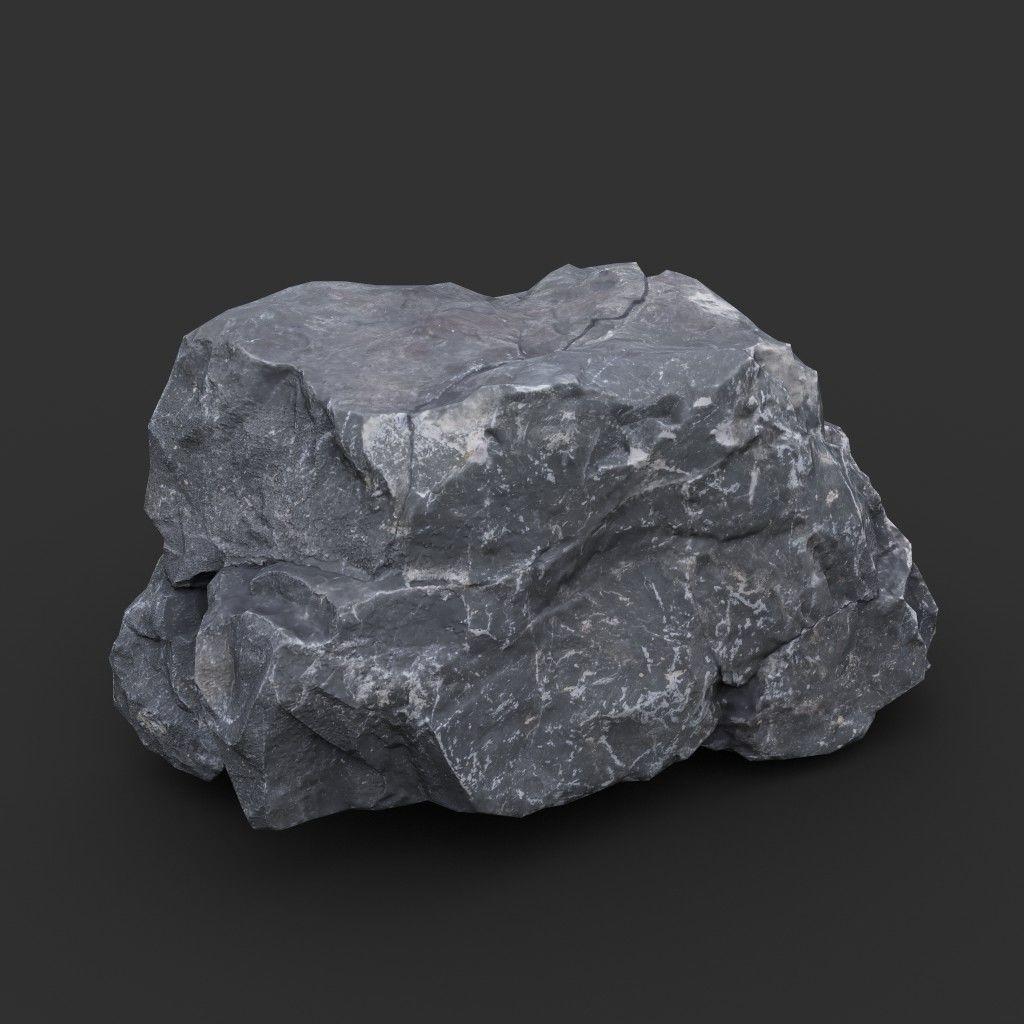 Gray Sharp Rock 3D Model – Low Poly Photogrammetry Asset, FBX/OBJ - View 3