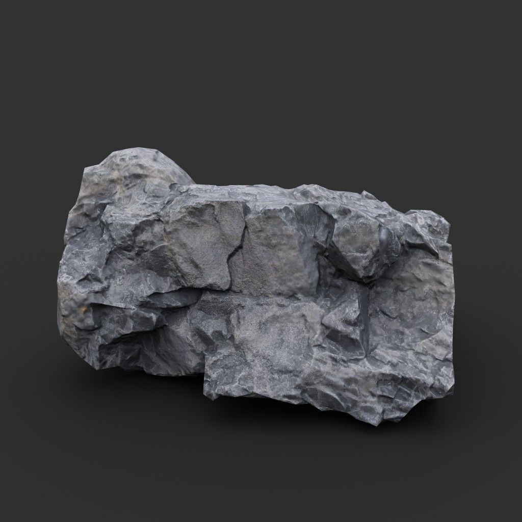 Gray Sharp Rock 3D Model – Low Poly Photogrammetry Asset, FBX/OBJ - View 5