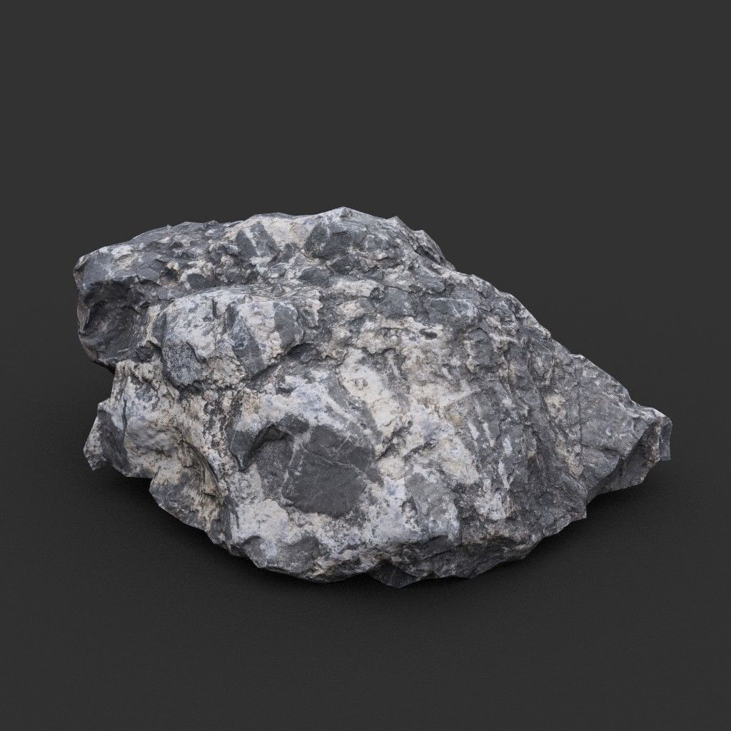 Gray Sharp Rock 3D Model – Low Poly Photogrammetry Asset, FBX/OBJ - View 9