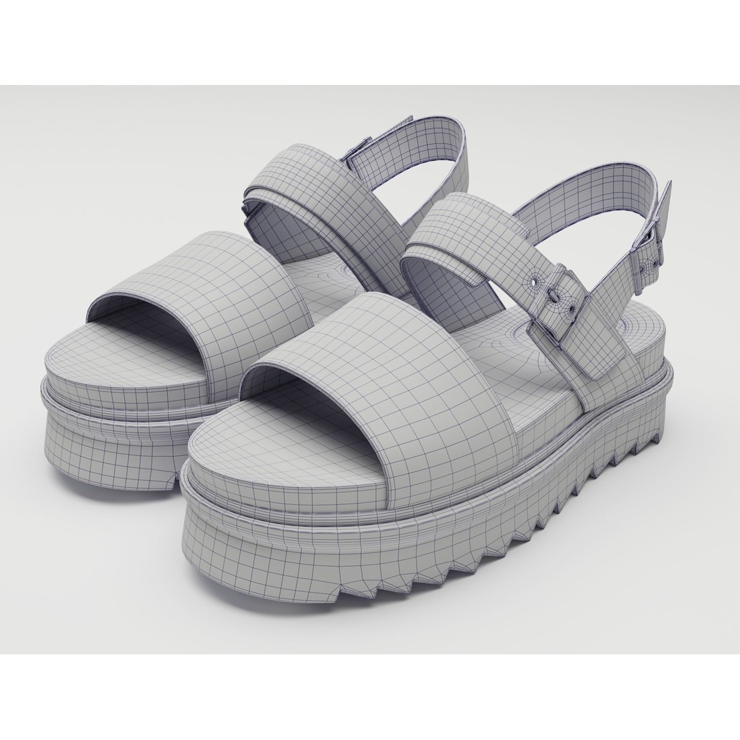 Yellow Sandals 3D Model – Low Poly Game Ready Footwear, FBX, PBR