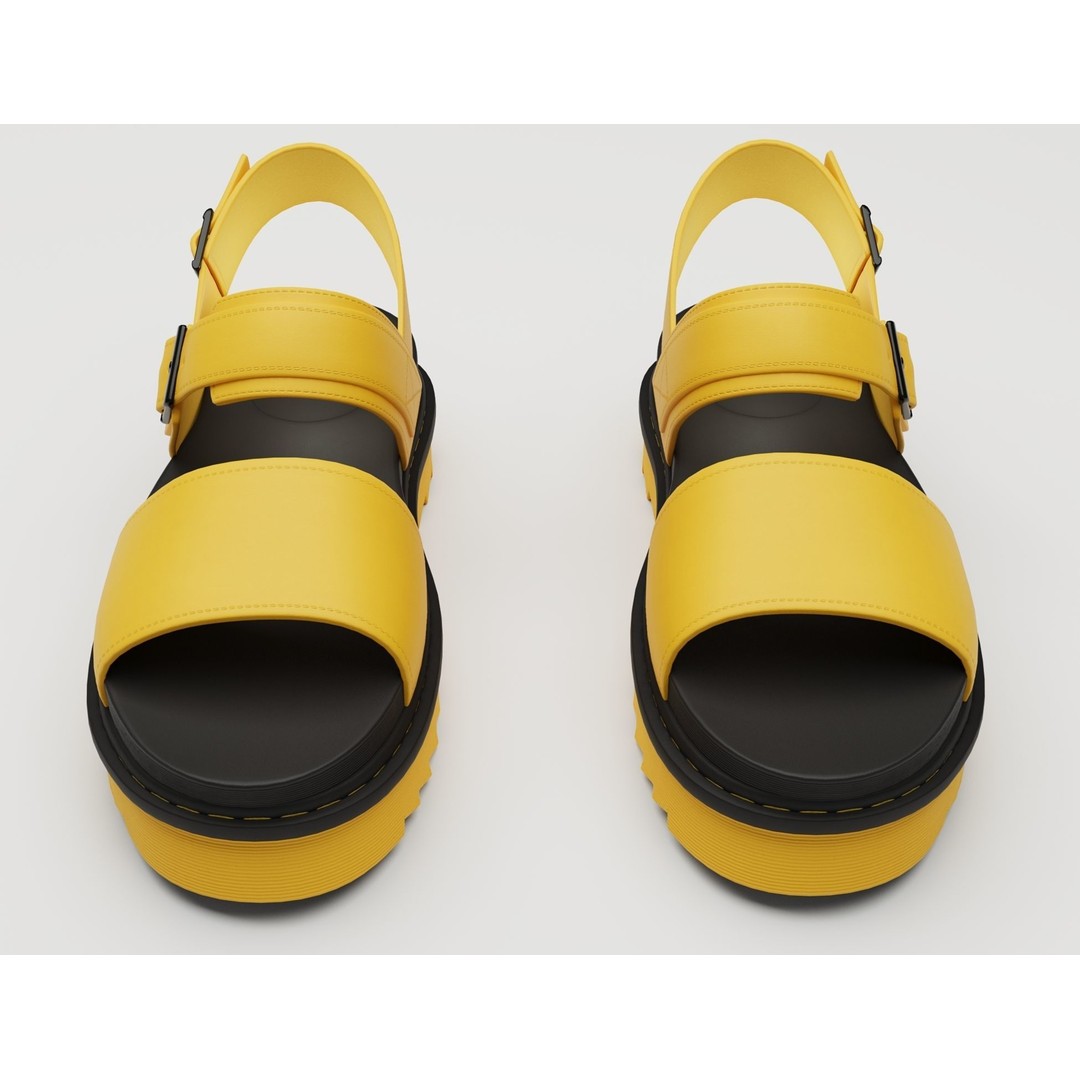 Yellow Sandals 3D Model – Low Poly Game Ready Footwear, FBX, PBR - View 10