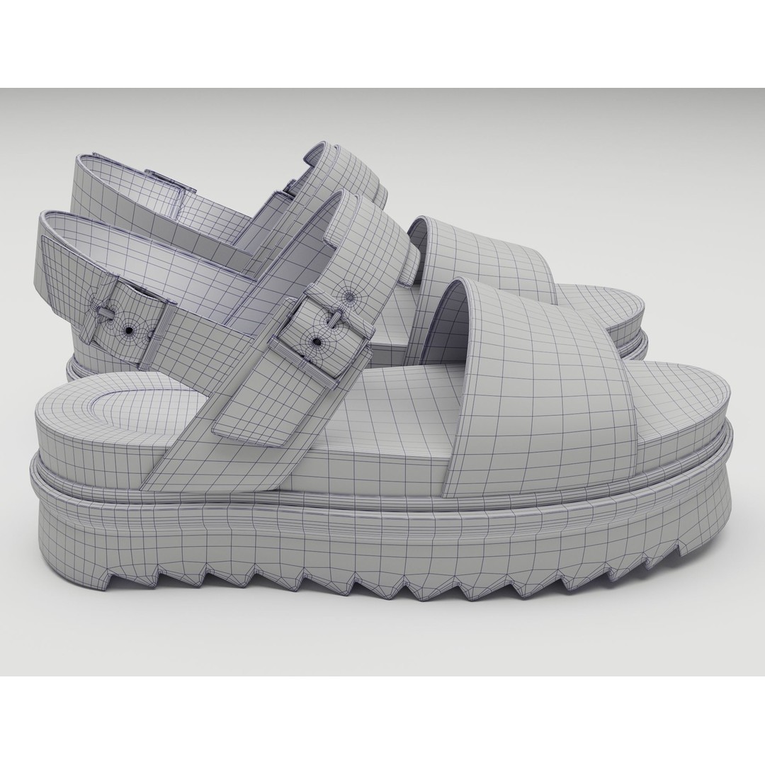 Yellow Sandals 3D Model – Low Poly Game Ready Footwear, FBX, PBR - View 12