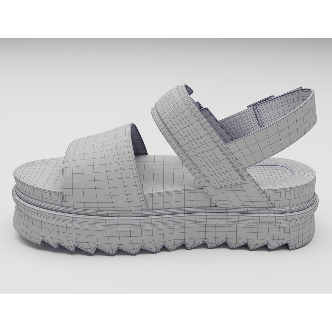Yellow Sandals 3D Model – Low Poly Game Ready Footwear, FBX, PBR - View 13