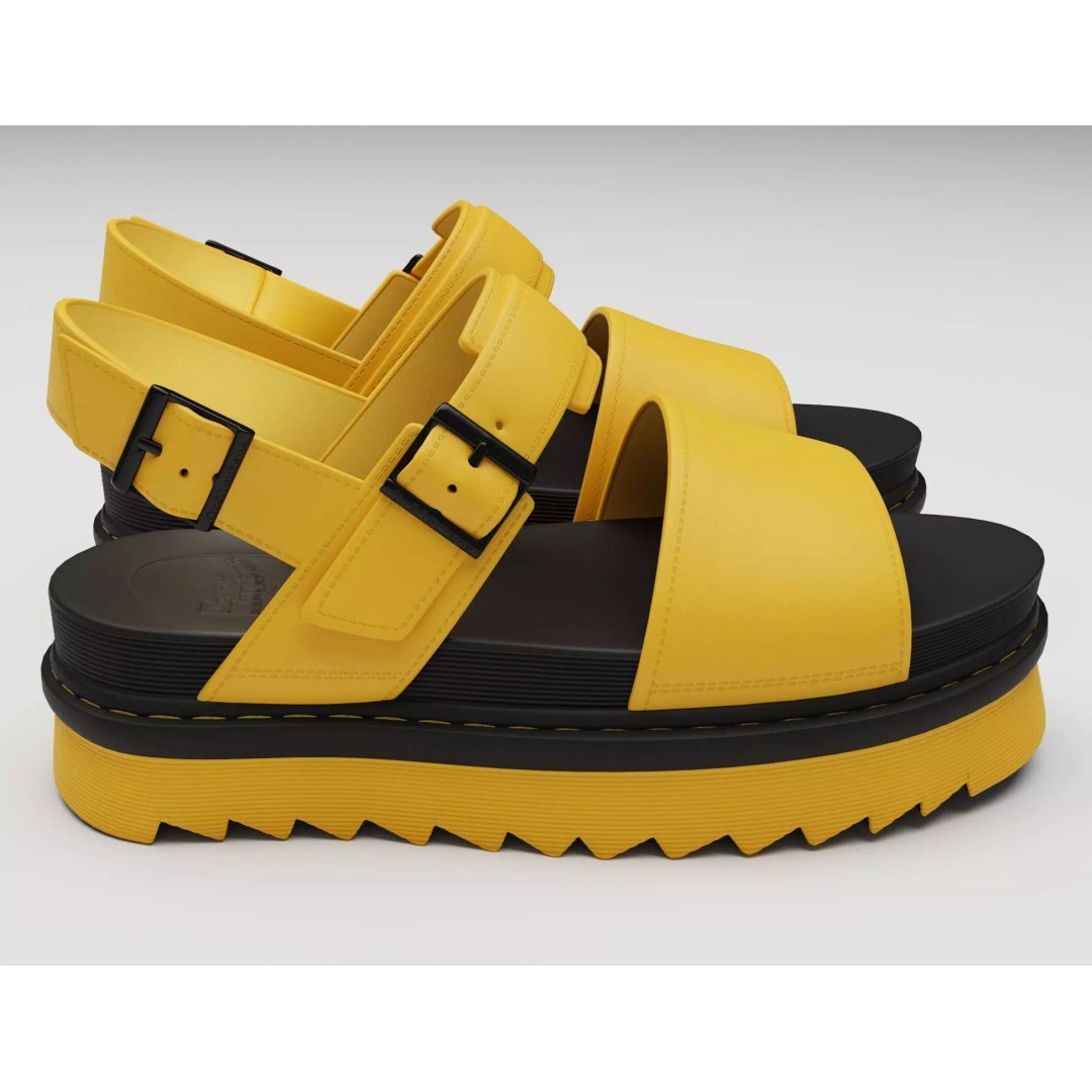Yellow Sandals 3D Model – Low Poly Game Ready Footwear, FBX, PBR - View 2
