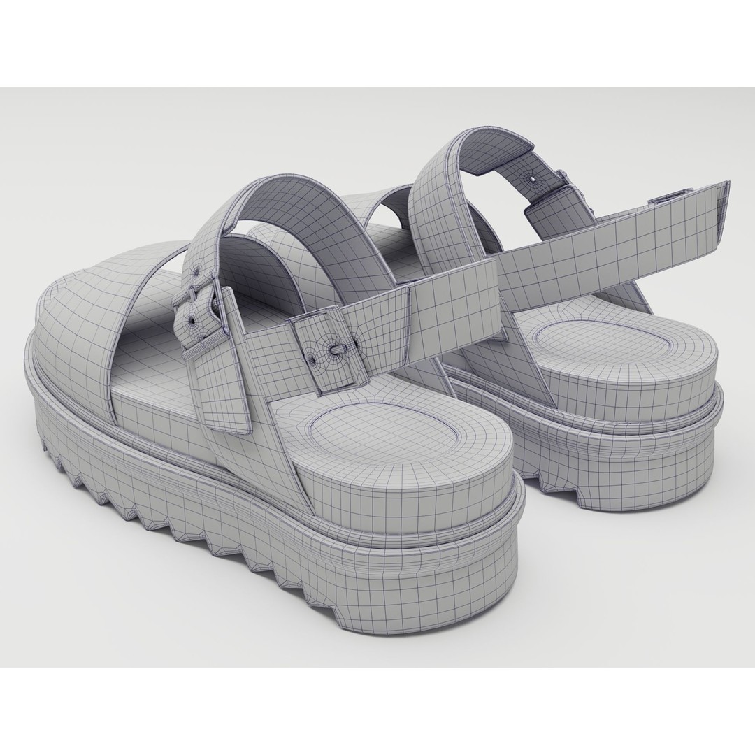 Yellow Sandals 3D Model – Low Poly Game Ready Footwear, FBX, PBR - View 20