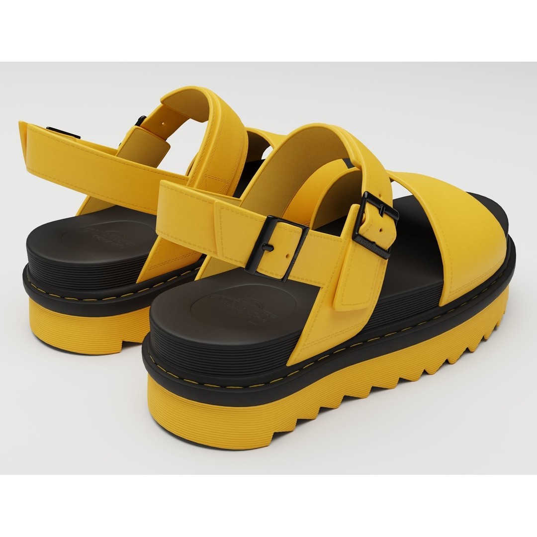 Yellow Sandals 3D Model – Low Poly Game Ready Footwear, FBX, PBR - View 4