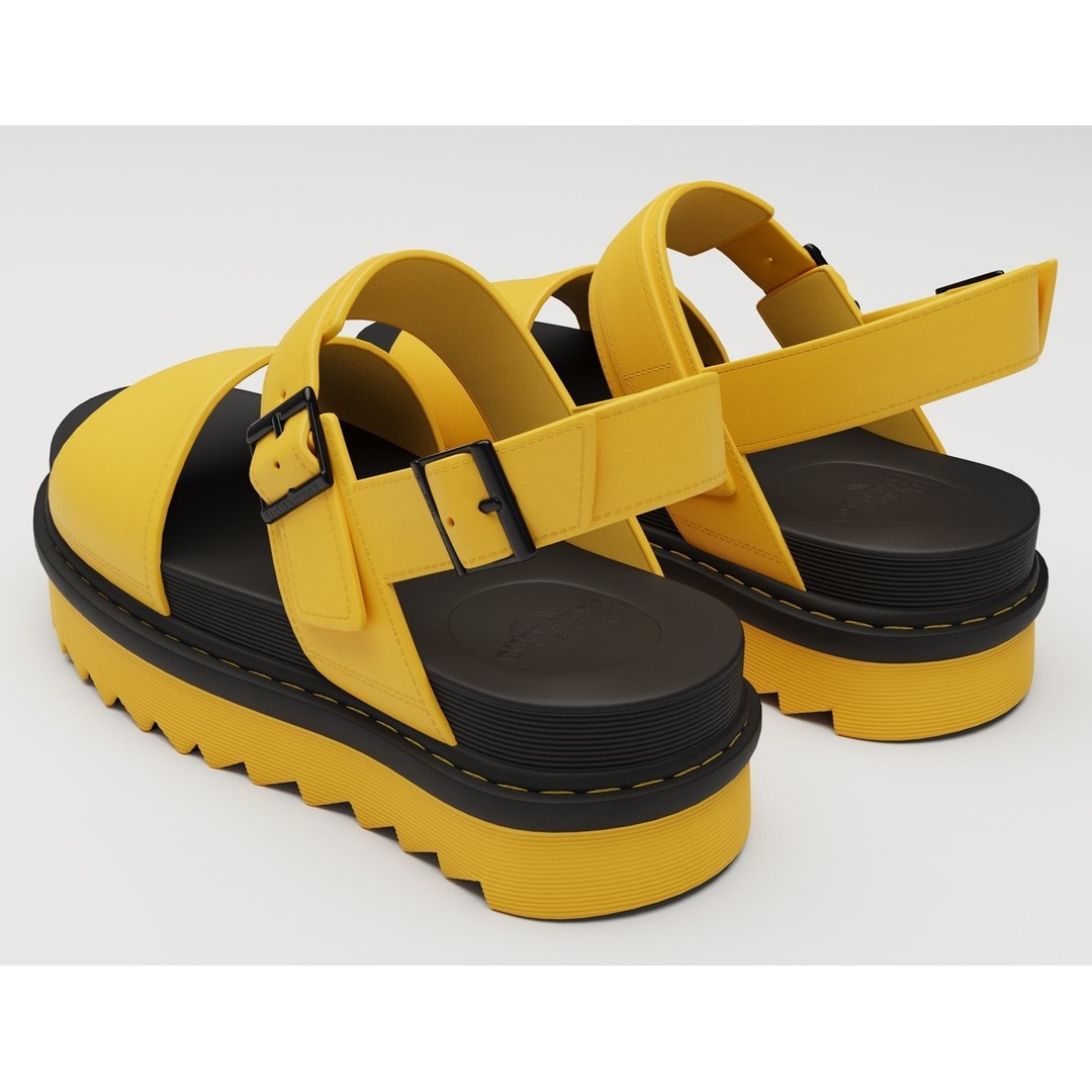 Yellow Sandals 3D Model – Low Poly Game Ready Footwear, FBX, PBR - View 6