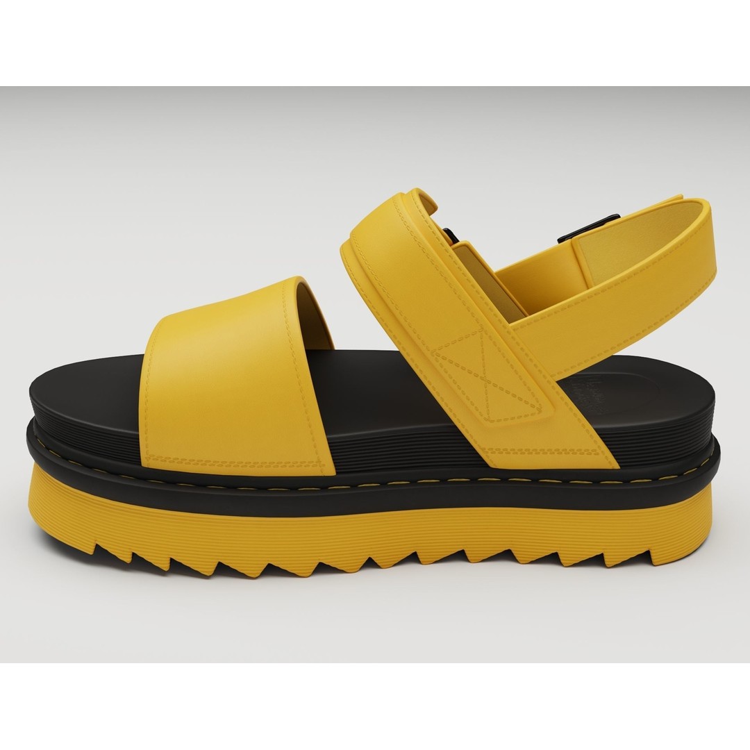 Yellow Sandals 3D Model – Low Poly Game Ready Footwear, FBX, PBR - View 7