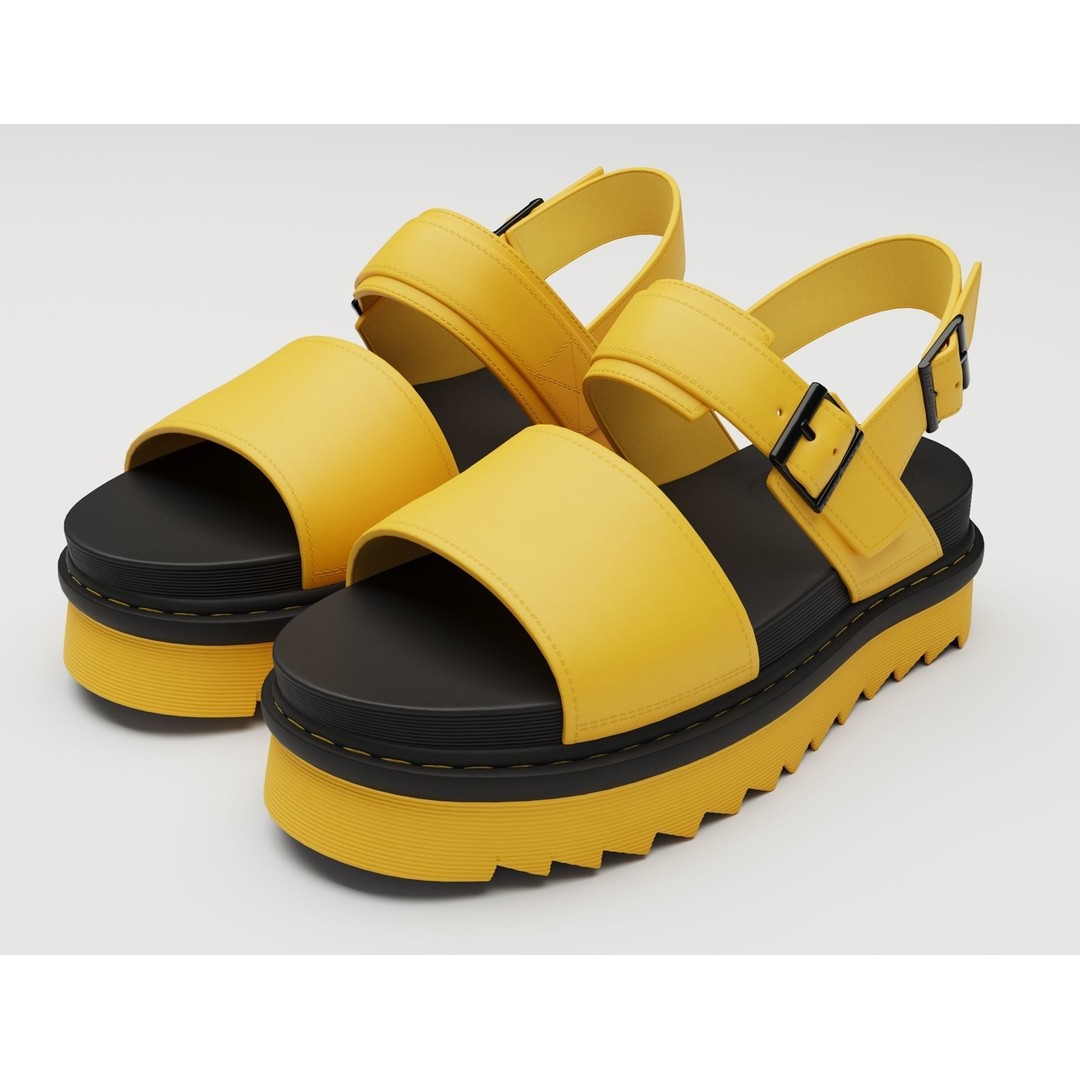 Yellow Sandals 3D Model – Low Poly Game Ready Footwear, FBX, PBR - View 9